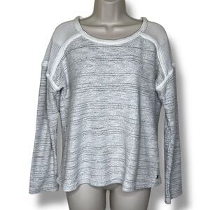 Roxy Wilder Wander Sweatshirt Cream Gray Marled Knit Open Neck Women Size Medium